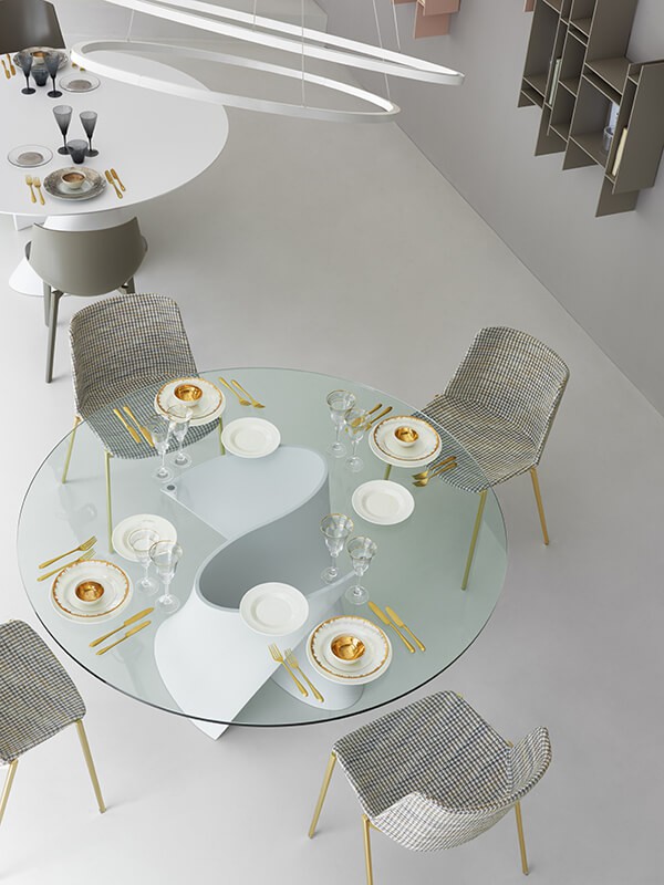 MDF Italia - S table cristallo - ronde tafel glas