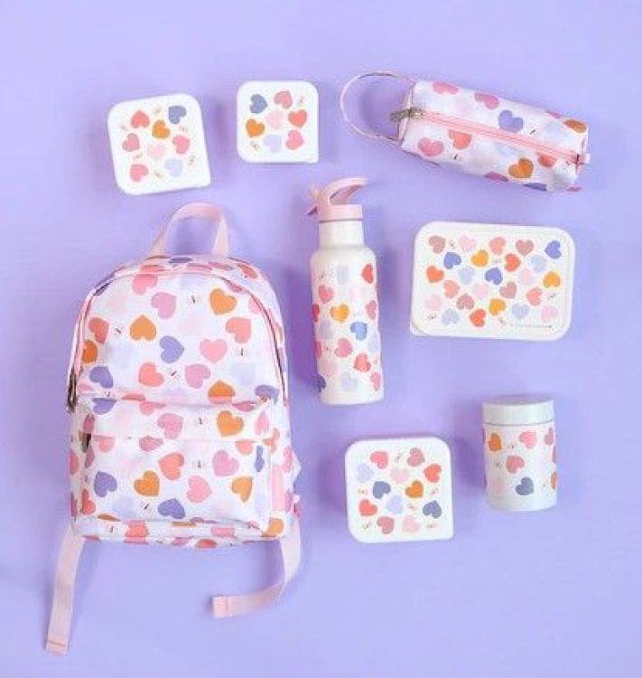 A Little Lovely Comp XL drinkfles RVS - Hearts