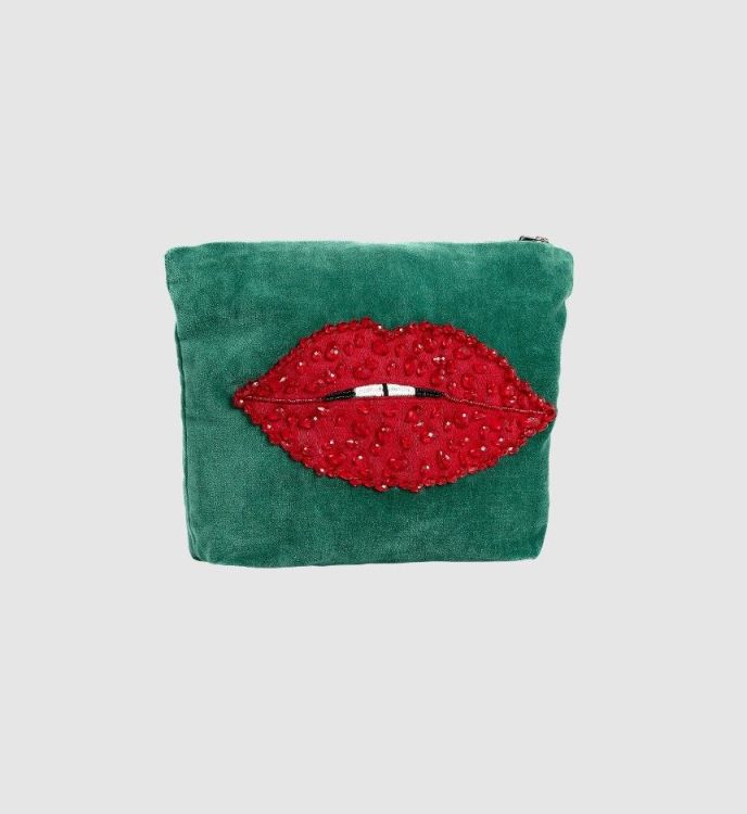 Anna + nina Make-up tas - Beaded pout - Green Anna + nina Make-up tas - Beaded pout - Green