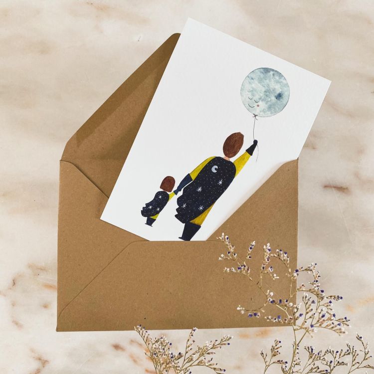 Atelier Surtout Postkaartje - Super papa to the moon