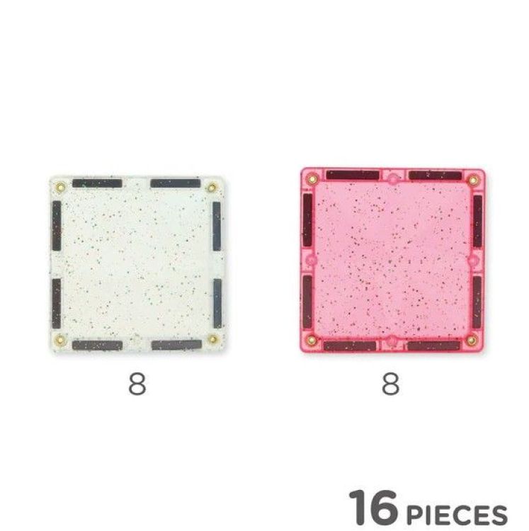 Cleverclixx Glitter tiles pack - 16 Stuks