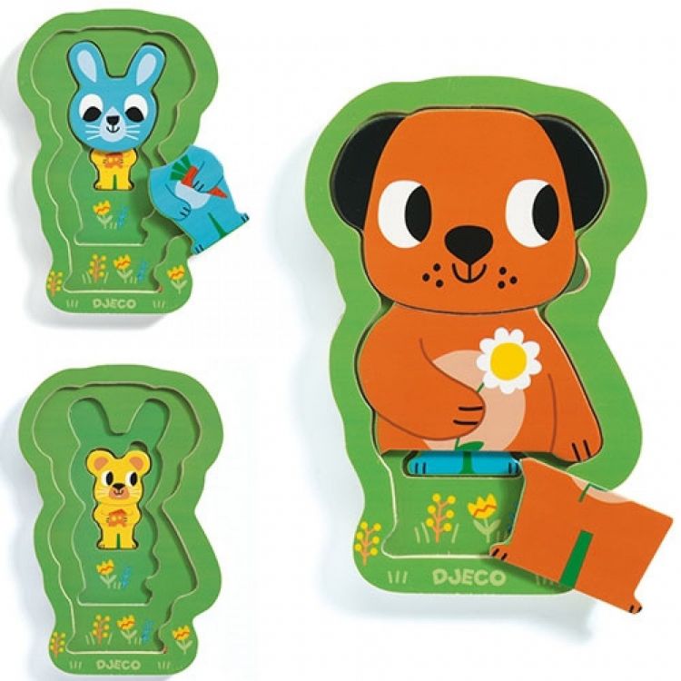 Djeco Puzzel Charly & Co - 3 lagen