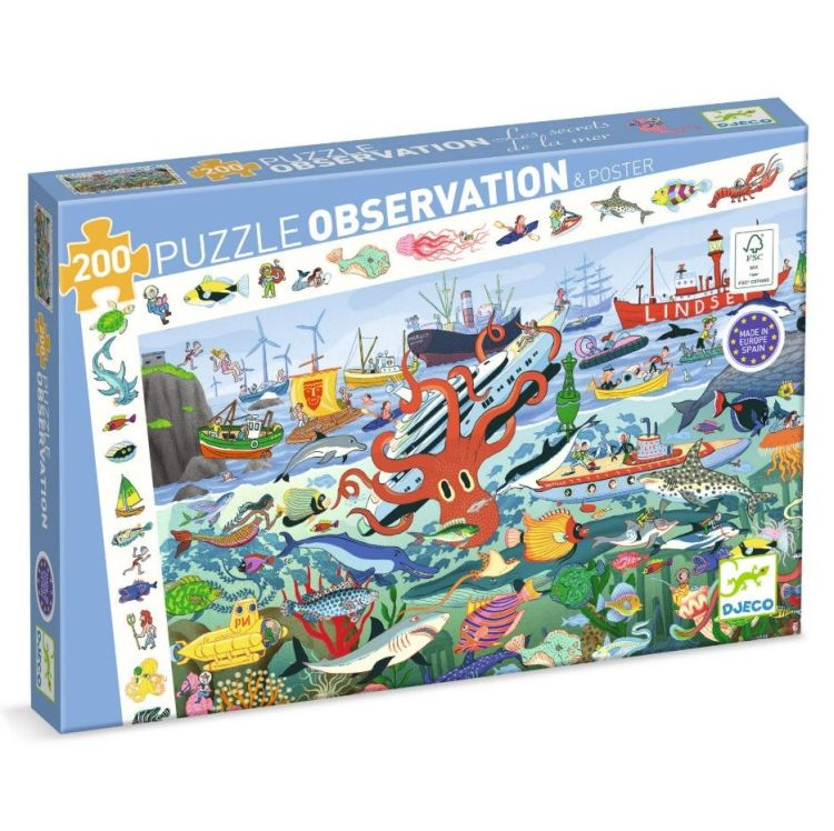 Djeco Puzzel observation - Geheimen van de zee - 200 pcs Djeco Puzzel observation - Geheimen van de zee - 200 pcs