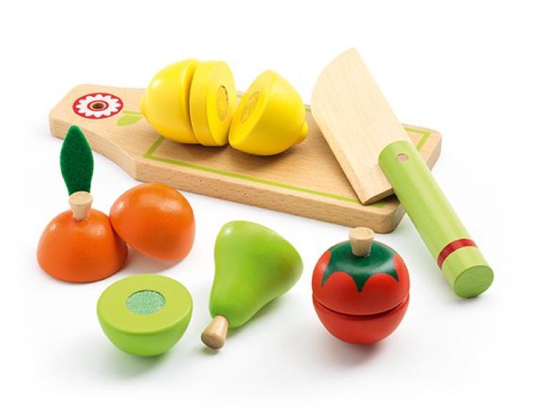 Djeco Speelfruit- en groenten set met snijplankje