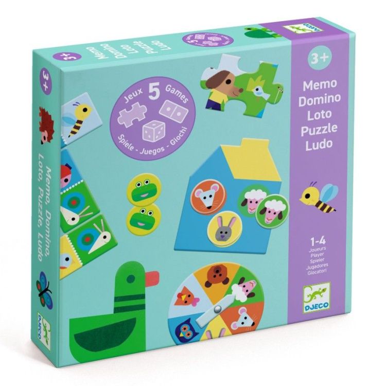 Djeco Spel - memo ludo (5 in 1) - Dieren