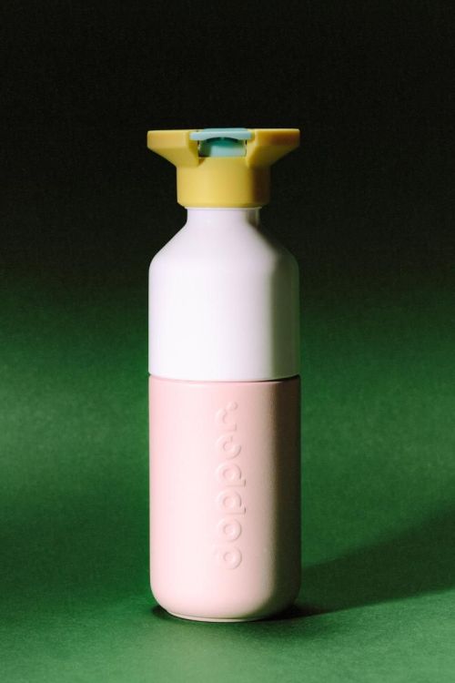 Dopper Drinkfles Steel Soft Pink <span class='gold'>x</span> Flip Straw- 350ml