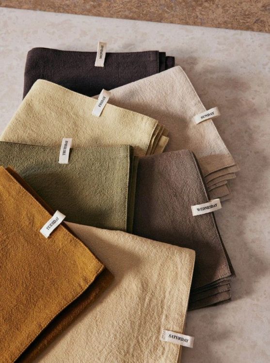 Ferm Living Day tea towels - Handdoeken - Set van 7 - calm