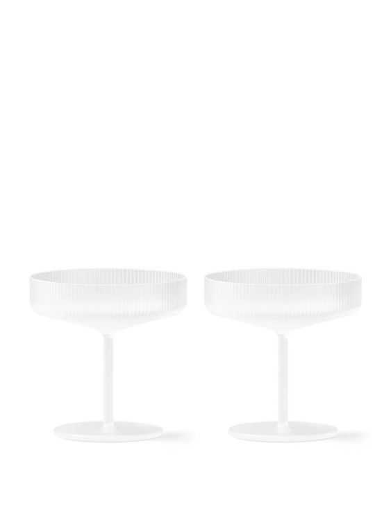 Ferm Living Ripple Champagne Saucers - Set van 2 champagnecoupes - Frosted