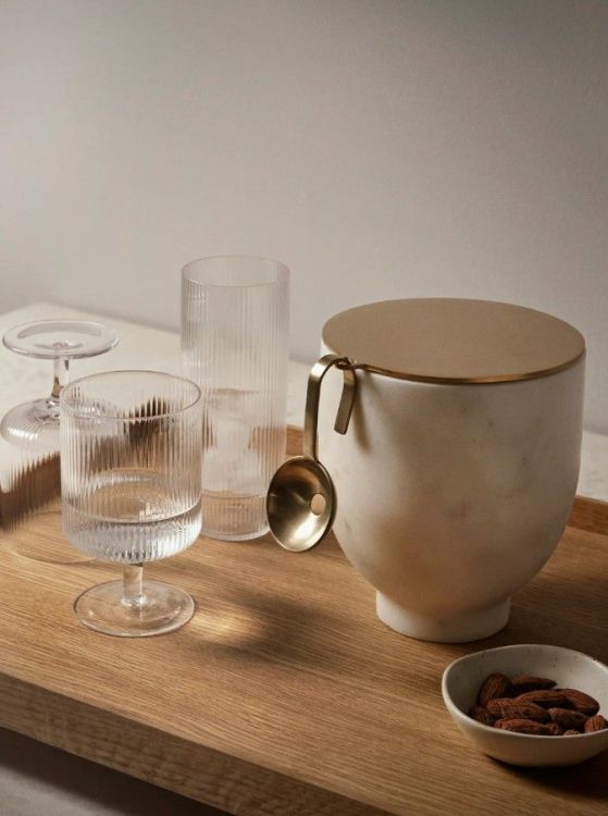 Ferm Living Ripple Glasses - Set van 2 wijn glazen kort - Clear