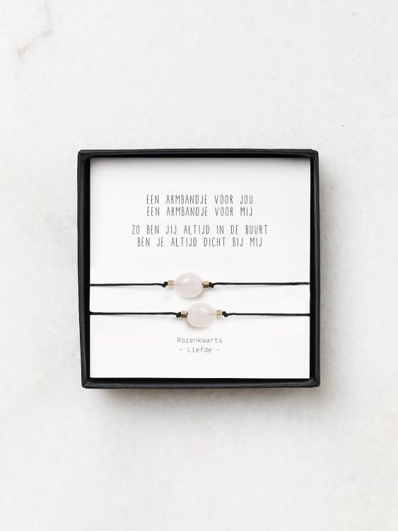 Gewoon Jip Armbandjes rozenkwarts - Liefde (Een armbandje voor jou) set van 2