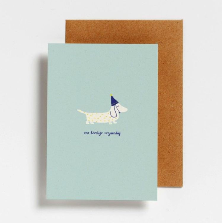 Hello August Postkaartje - Een beestige verjaardag (hond)