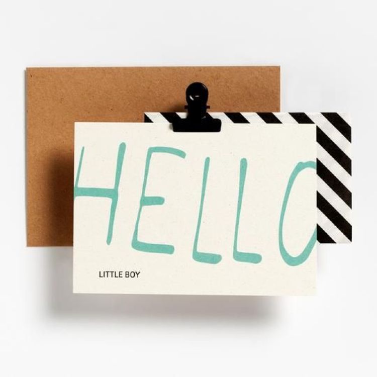 Hello August Postkaartje - Hello little boy