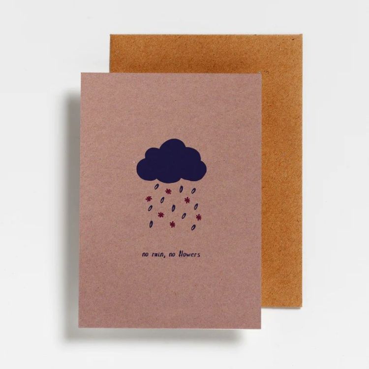 Hello August Postkaartje - No rain, no flowers