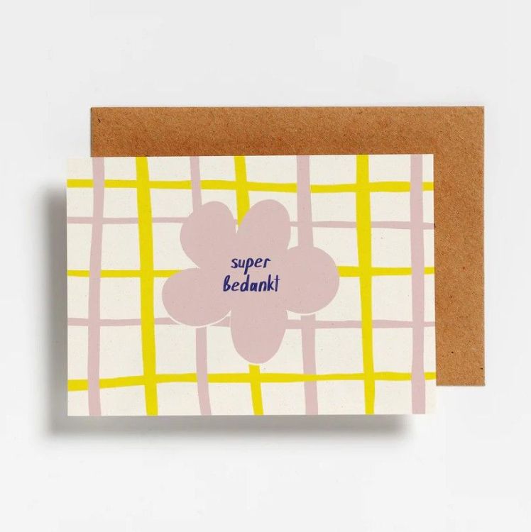 Hello August Postkaartje - Super bedankt (flower power)