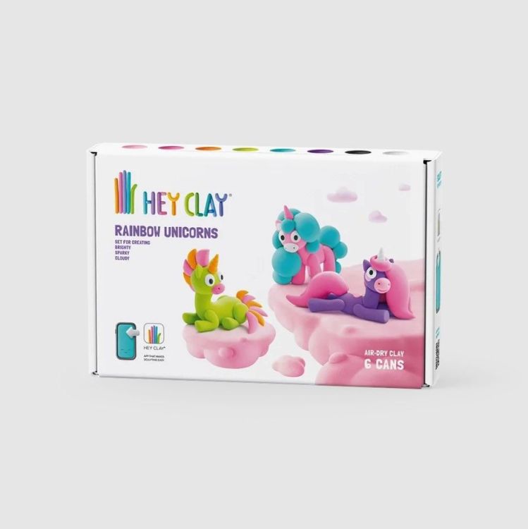 HEY CLAY Rainbow unicorns - 6 potjes klei