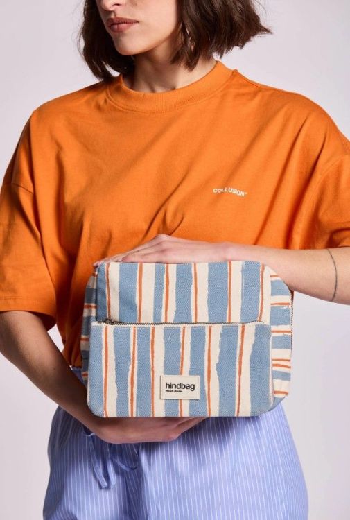 Hindbag Toilettas - Alix Rayures Larges Blue and Orange