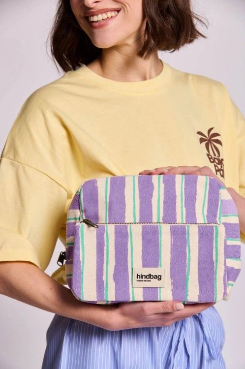 Hindbag Toilettas - Alix Rayures Larges Violet and Vert