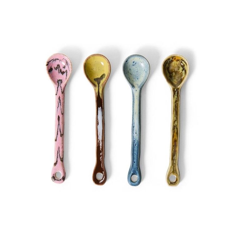 HK Living 70's Ceramics lepels M - Sketch - Set van 4