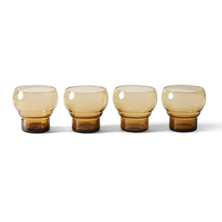 HK Living Bolglazen - Amber - set van 4