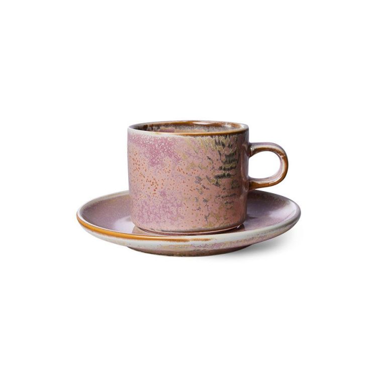 HK Living Chef ceramics kop met ondertas - Rustic pink HK Living Chef ceramics kop met ondertas - Rustic pink
