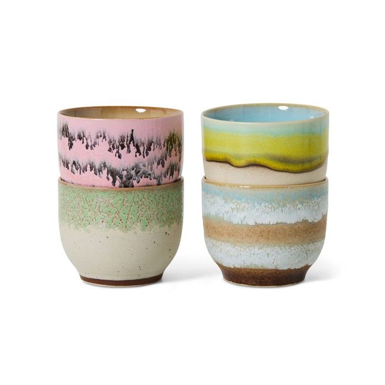 HK Living Koffiemokken - Deco - Set van 4