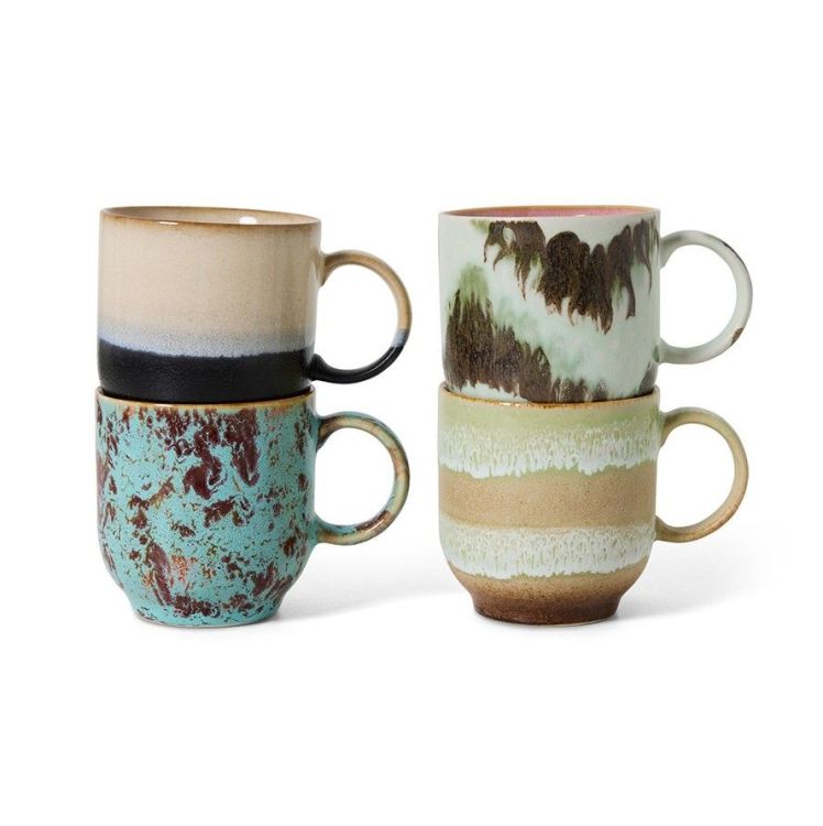HK Living Koffietassen met oor - Abstract - Set van 4 HK Living Koffietassen met oor - Abstract - Set van 4