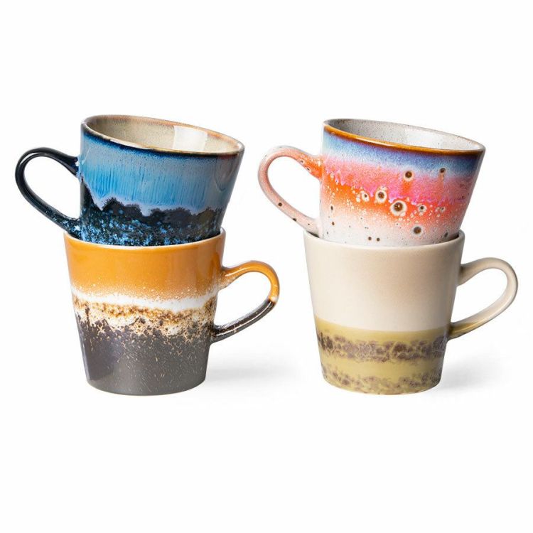 HK Living Koffietassen met oor - Set van 4