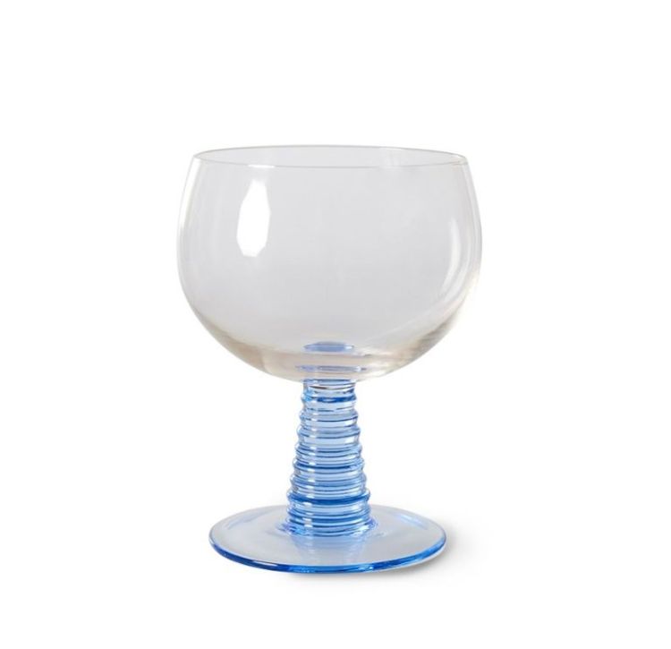 HK Living Swirl wijnglas laag - Blauw