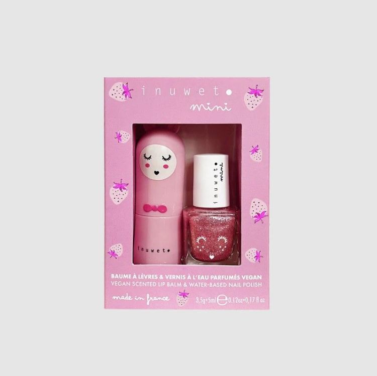 Inuwet Lippenbalsem & nagellak set - Aardbij