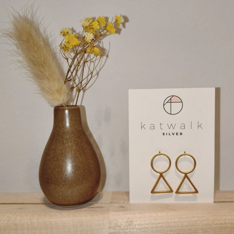 Katwalk Oorbellen - Cirkel/driehoek - goud