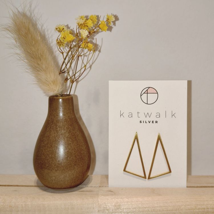 Katwalk Oorbellen - Hanger driehoek - goud