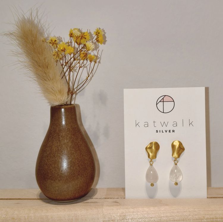 Katwalk Oorbellen - Pearl drop - goud