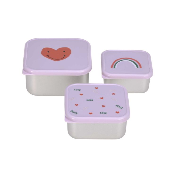 Lässig Snackbox set RVS - Happy Rascals Heart lavender