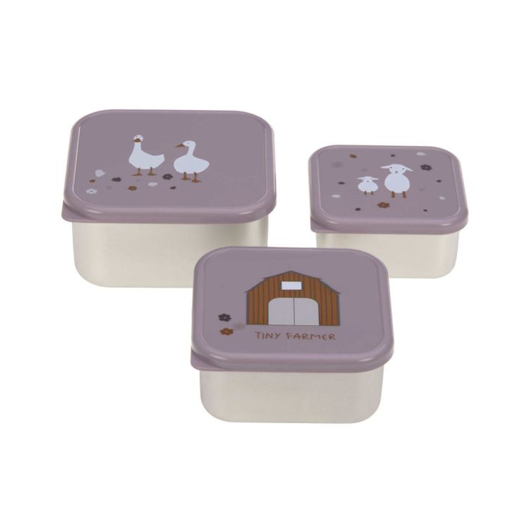 Lässig Snackbox set RVS - Tiny Farmer lilac