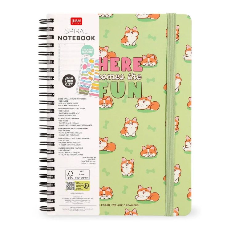 Legami Notitieboekje A4 met stickers - Green corgi