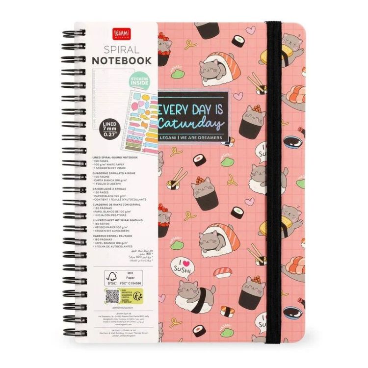 Legami Notitieboekje A4 met stickers - Sushicat