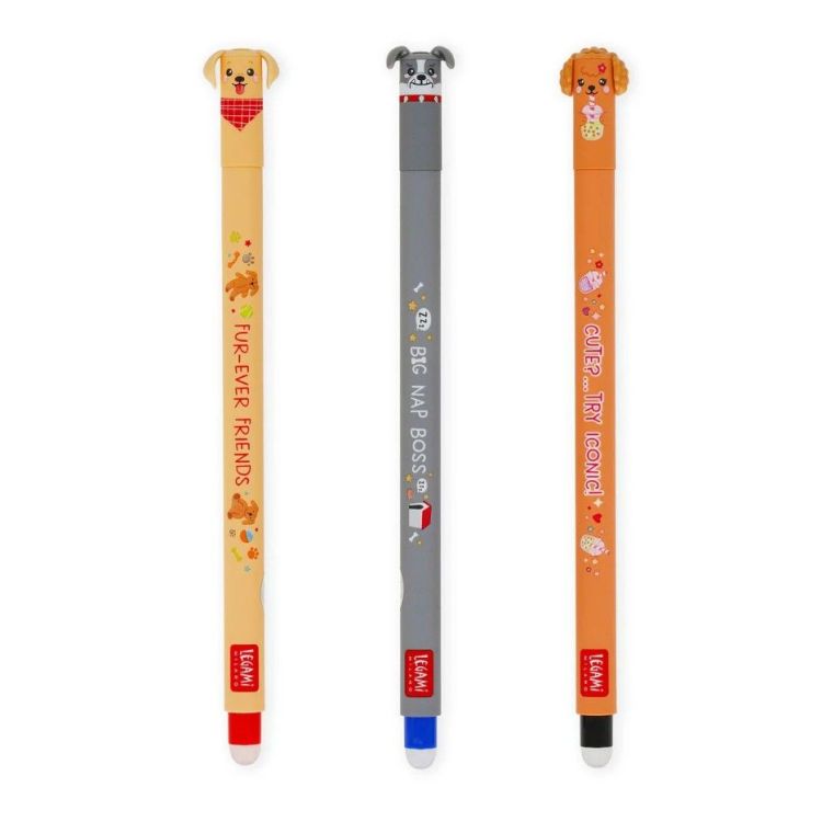 Legami Set van 3 uitwisbare balpennen - Fur-ever friends