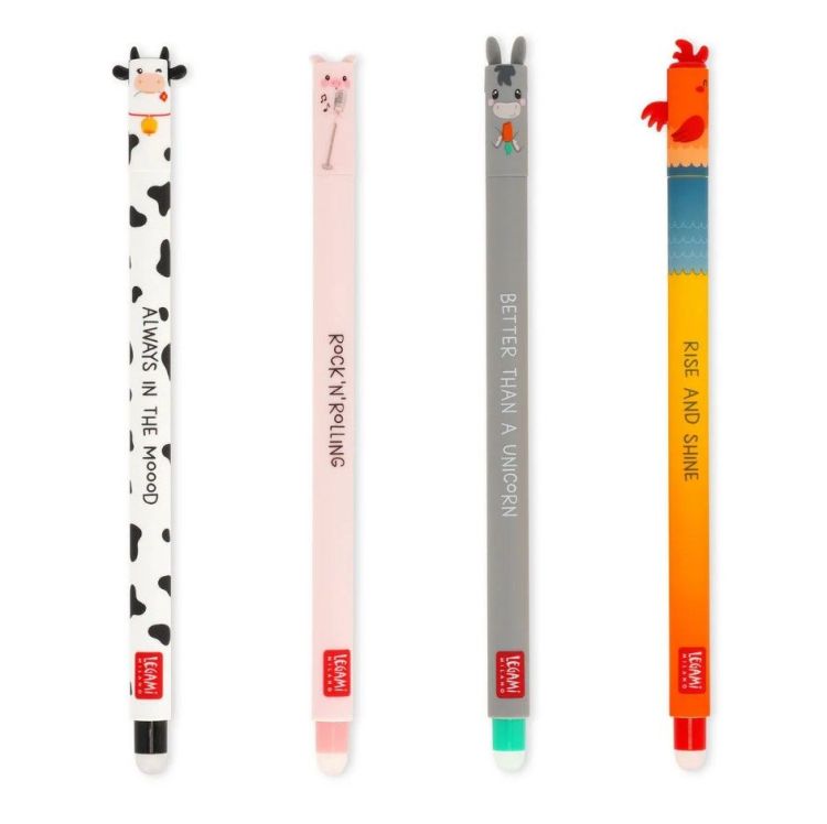 Legami Set van 4 uitwisbare balpennen - Farm sweet Farm
