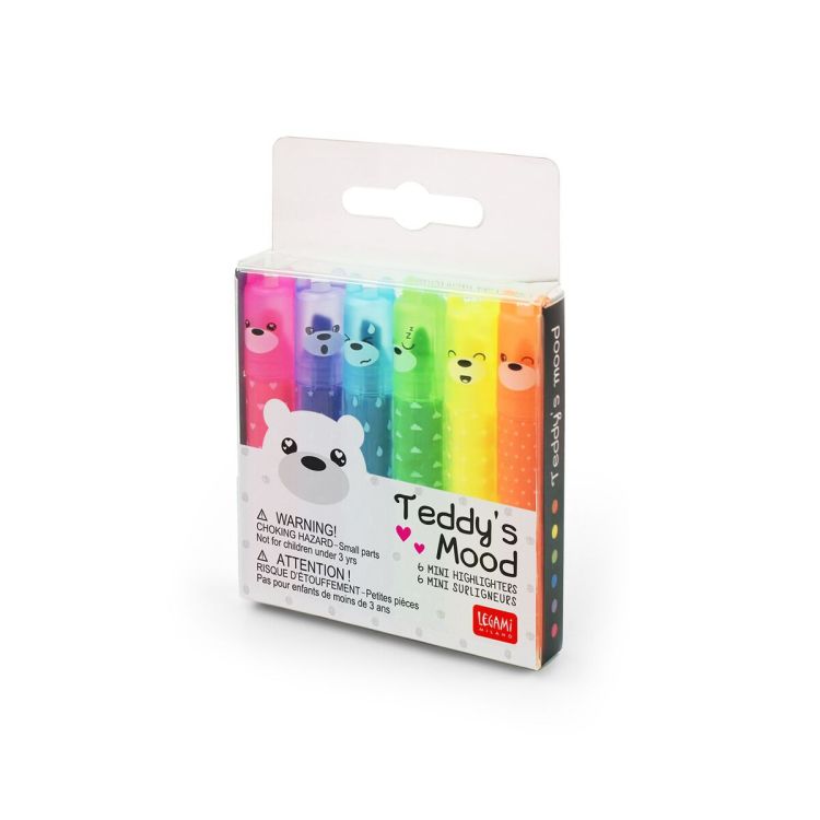 Legami Teddy's Style - 6 mini markeerstiften - neon