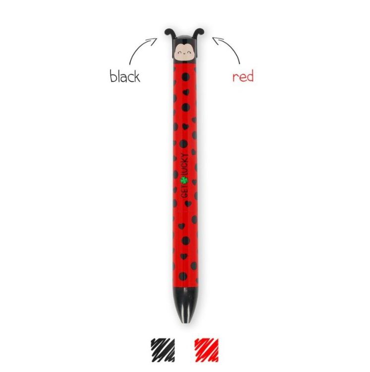 Legami Tweekleurige balpen - Click & Clack - Lieveheersbeestje