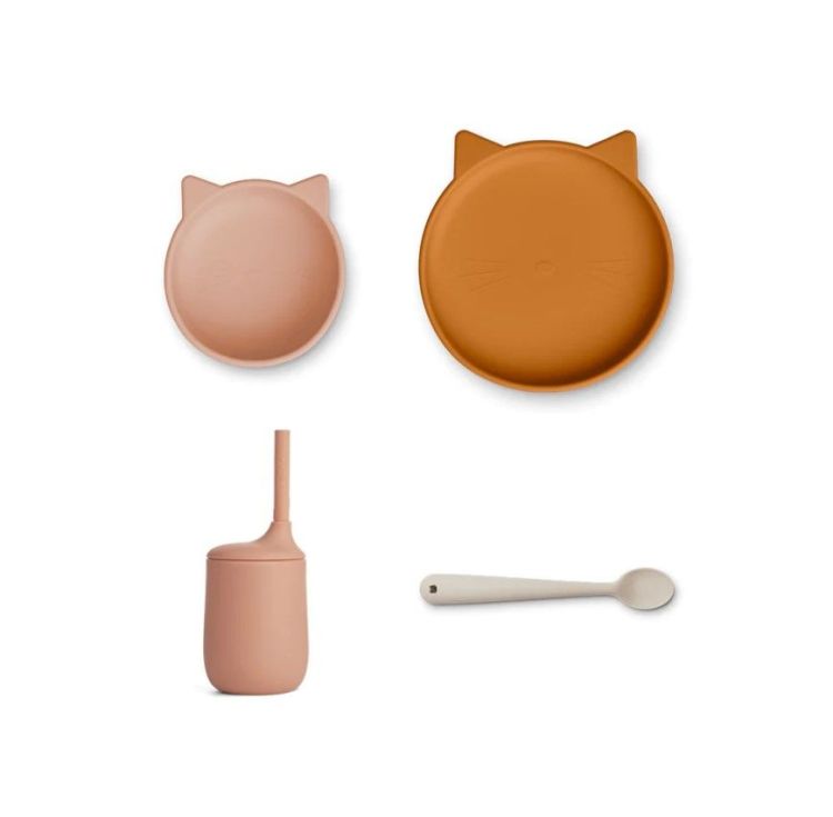 Liewood Cathy baby eetset - Cat/Pale tuscany multi mix (4-pack)