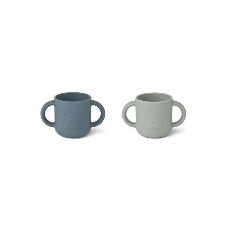 Liewood Gene silicone beker -  Mr. Bear whale blue/ dove blue mix (2-pack)