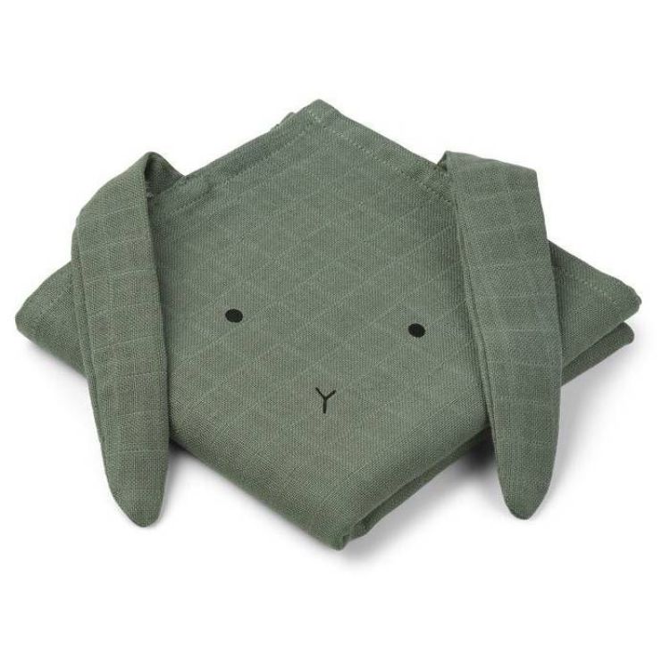 Liewood Hannah muslin cloth - Rabbit faune green (2-pack)