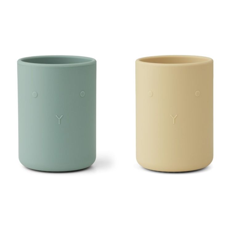Liewood Silicone beker - Rabbit peppermint wheat yellow (2-pack)