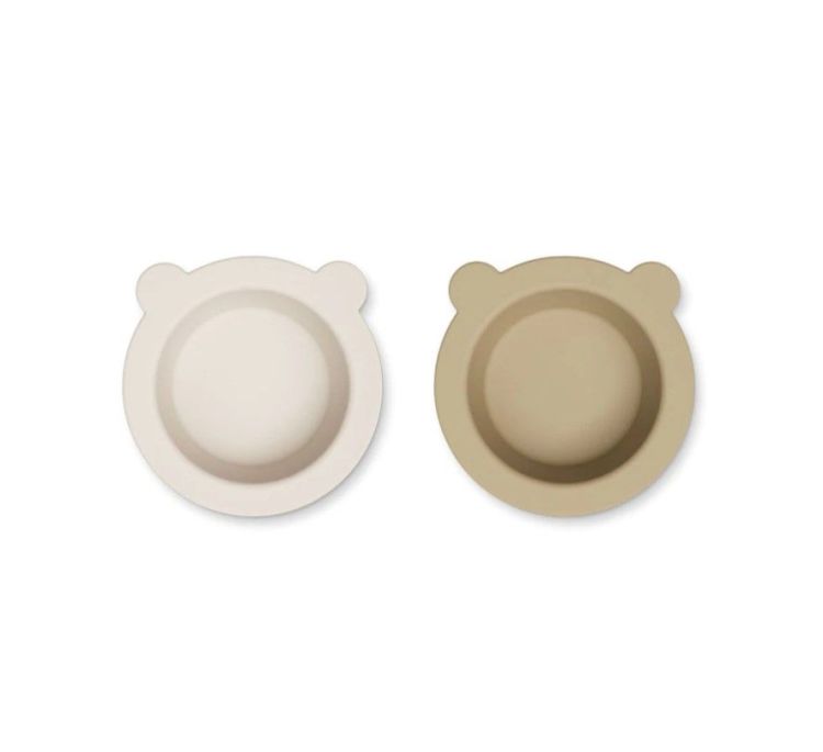 Liewood Siliconen kom met zuignap - Sandy/ Oat mix (2-pack)