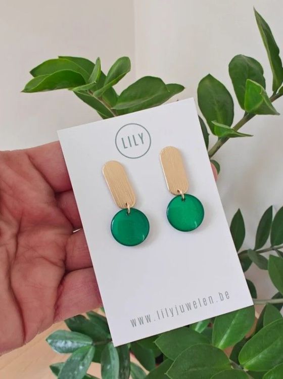 Lily Oorbellen - Carlotta (goud/groen)