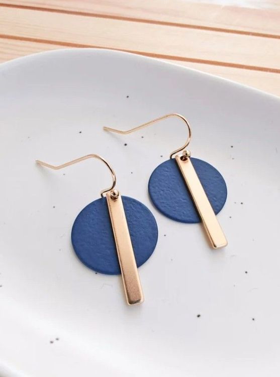 Lily Oorbellen - Oona (goud/donkerblauw)