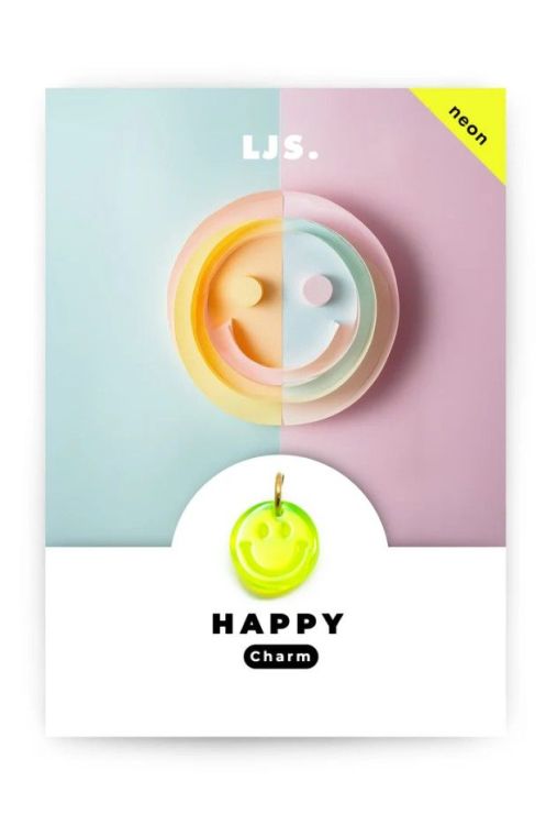 LJS Jewellery Charm - Happy - Goud