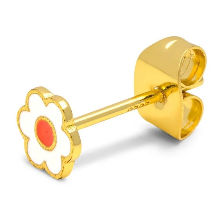 LULU COPENHAGEN Oorbel - Anemone - Orange coral & White/ Goud