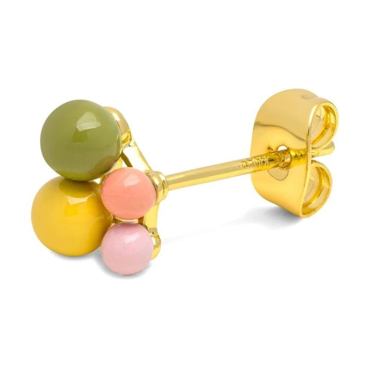 LULU COPENHAGEN Oorbel - Bouquet Green Yellow - goud